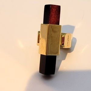 Vita Fede Burgundy Rectangle Prism Reisen Cased in 24k Gold-Plated Rings NEW